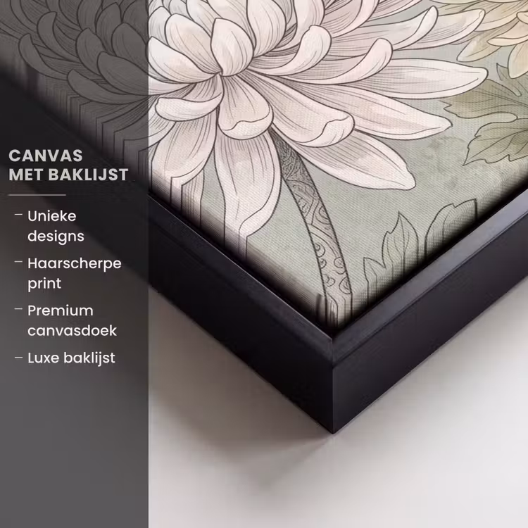 Canvas met lijst - Illustratie - Bloemen - Groen — 5