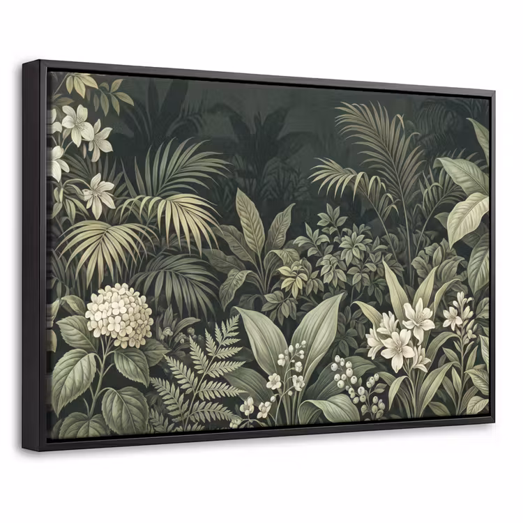 Canvas met lijst - Jungle - Bladeren - Botanisch - Groen — 1