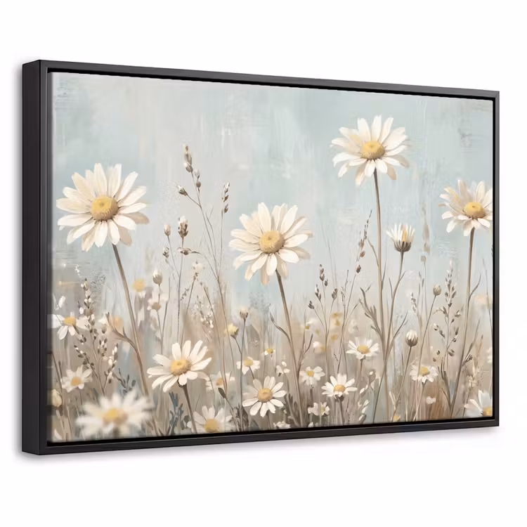 Canvas met lijst - Madelief - Illustratie - Wit — 1