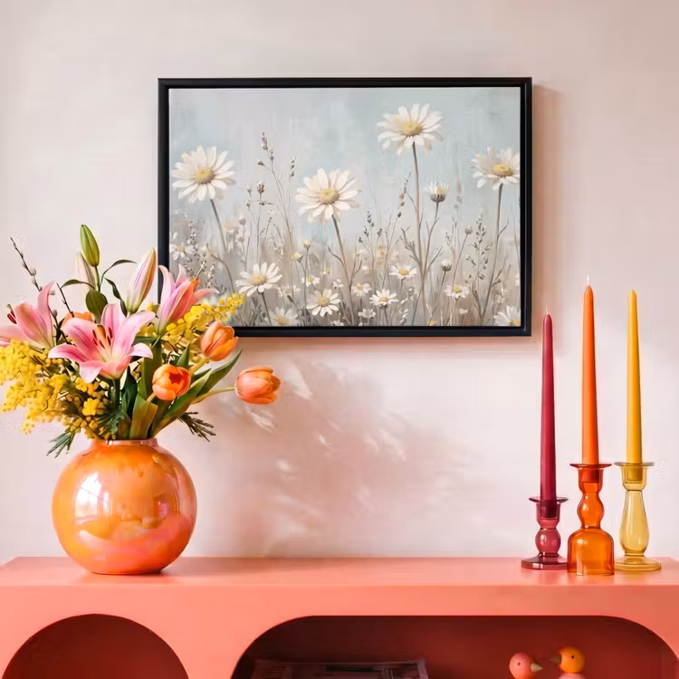 Canvas met lijst - Madelief - Illustratie - Wit — 4