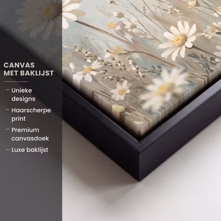 Canvas met lijst - Madelief - Illustratie - Wit — 5