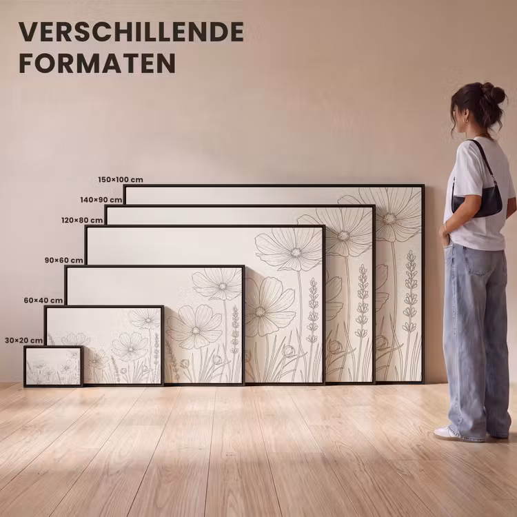 Canvas met lijst - Minimalistisch - Modern - Bloemen - Beige — 7