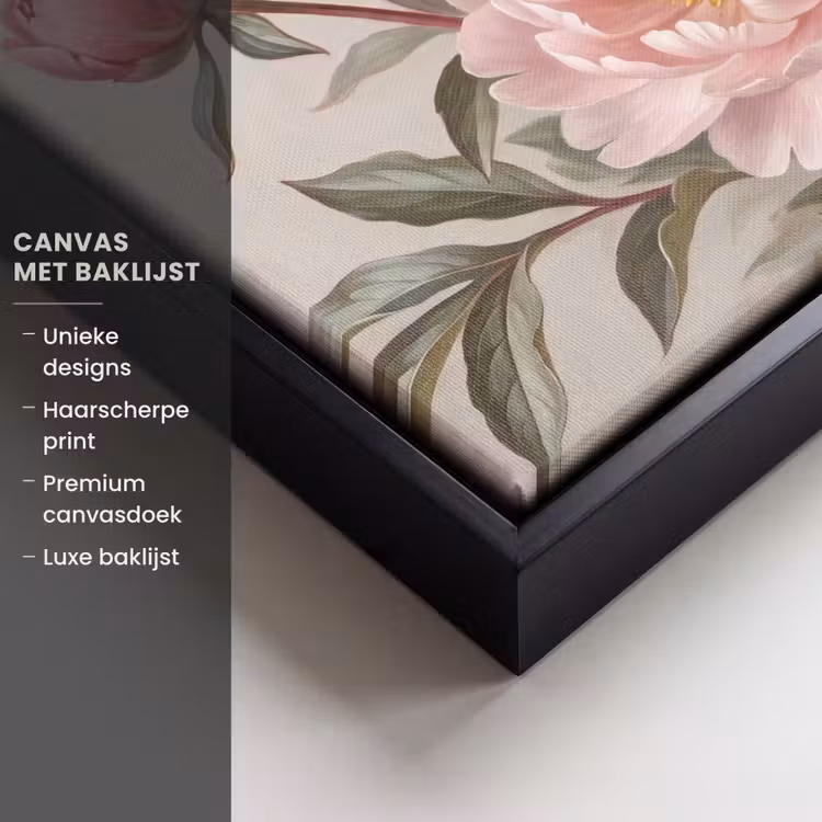 Canvas met lijst - Pioenrozen - Boeket - Roze — 5