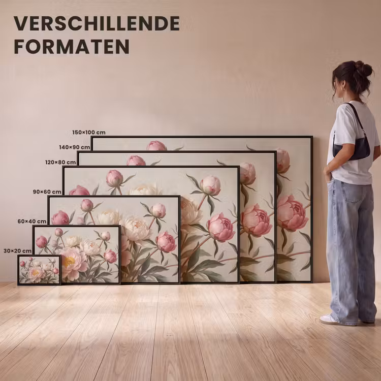Canvas met lijst - Pioenrozen - Boeket - Roze — 7