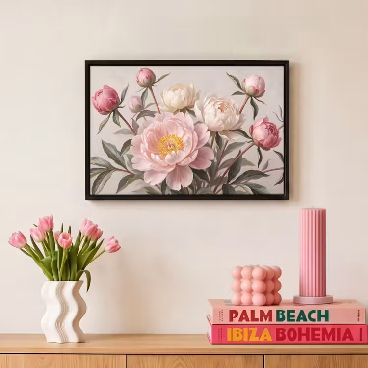 Canvas met lijst - Pioenrozen - Boeket - Roze — 8