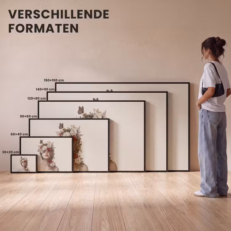 Canvas met lijst - Portret - Bloemen - Cremé — 7