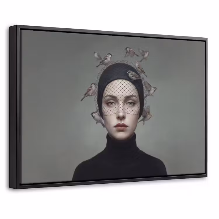 Canvas met lijst - Portret - Vogels - Zwart — 1