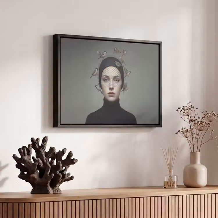 Canvas met lijst - Portret - Vogels - Zwart — 6