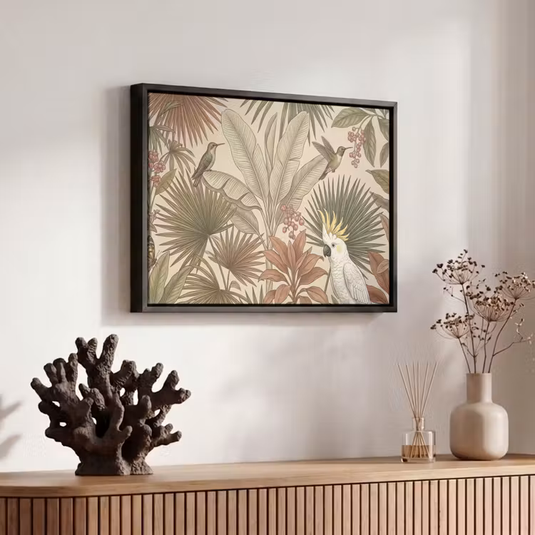 Canvas met lijst - Tropisch - Vogels - Beige — 6