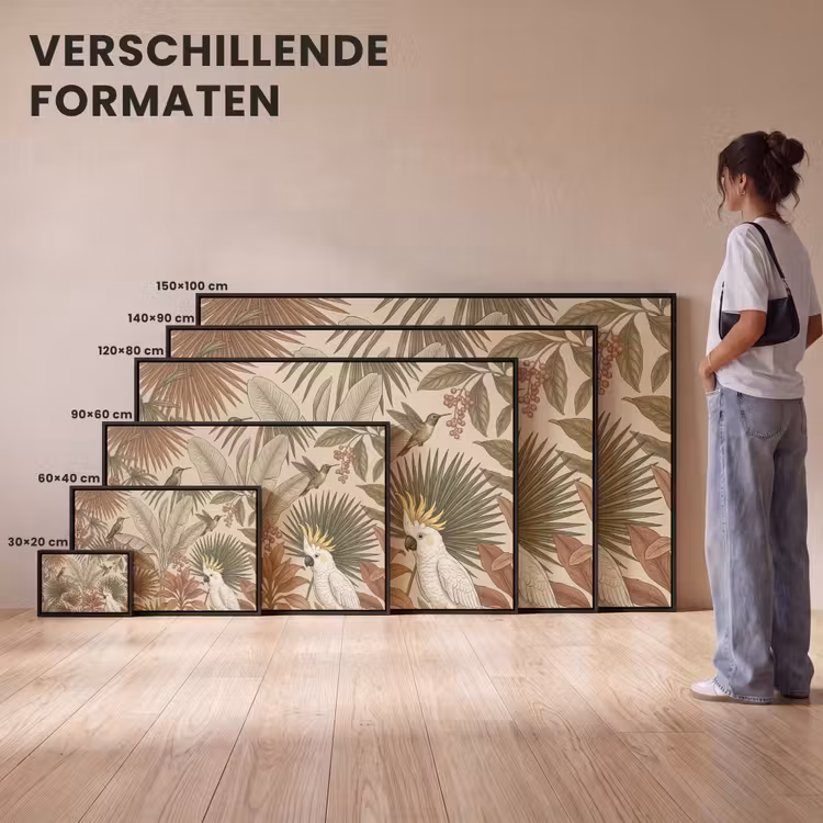 Canvas met lijst - Tropisch - Vogels - Beige — 7