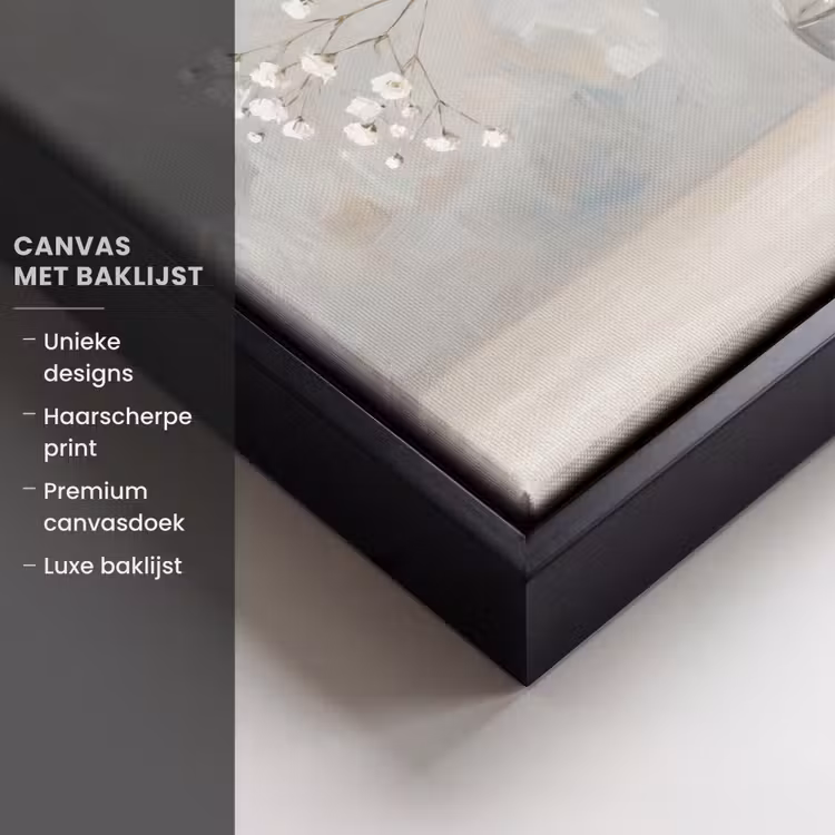 Canvas met lijst - Vaas - Gipskruid - Wit — 5