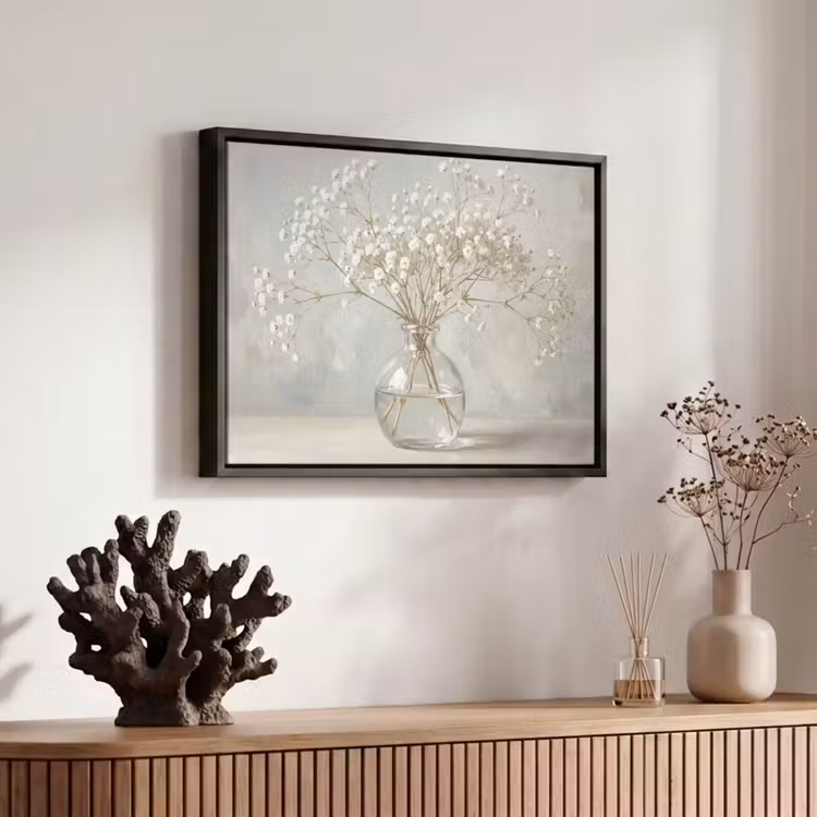 Canvas met lijst - Vaas - Gipskruid - Wit — 6