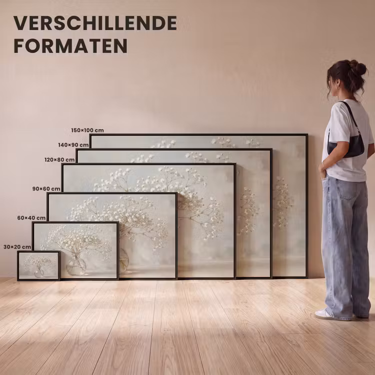 Canvas met lijst - Vaas - Gipskruid - Wit — 7