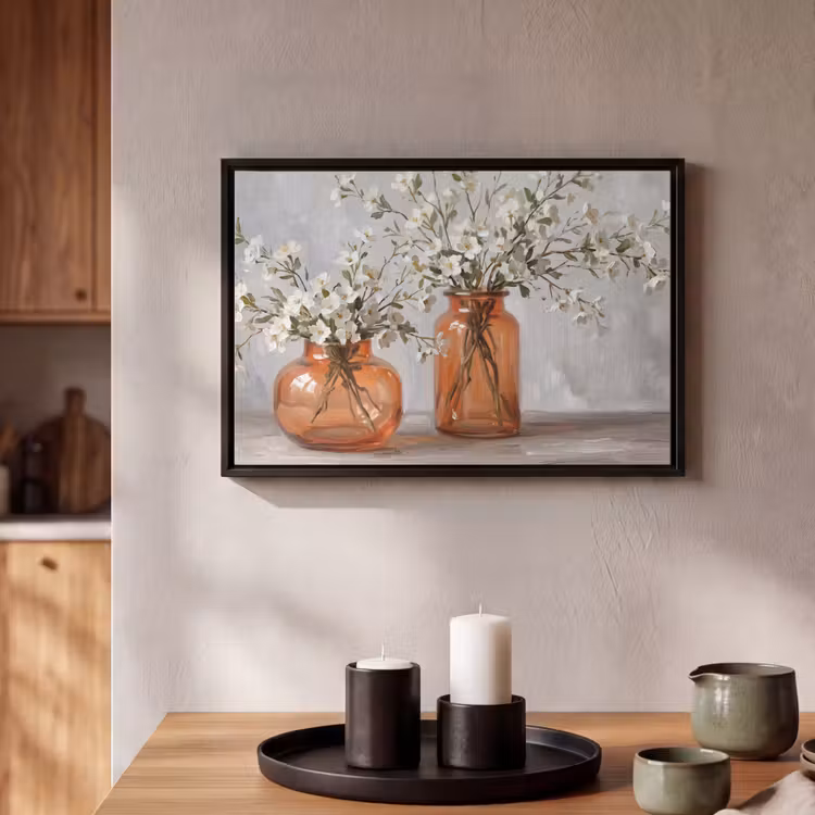 Canvas met lijst - Vazen - Bloemen - Oranje — 2