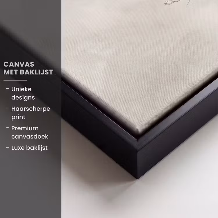 Canvas met lijst - Vlinder - Bloem -Natuur - Beige — 5