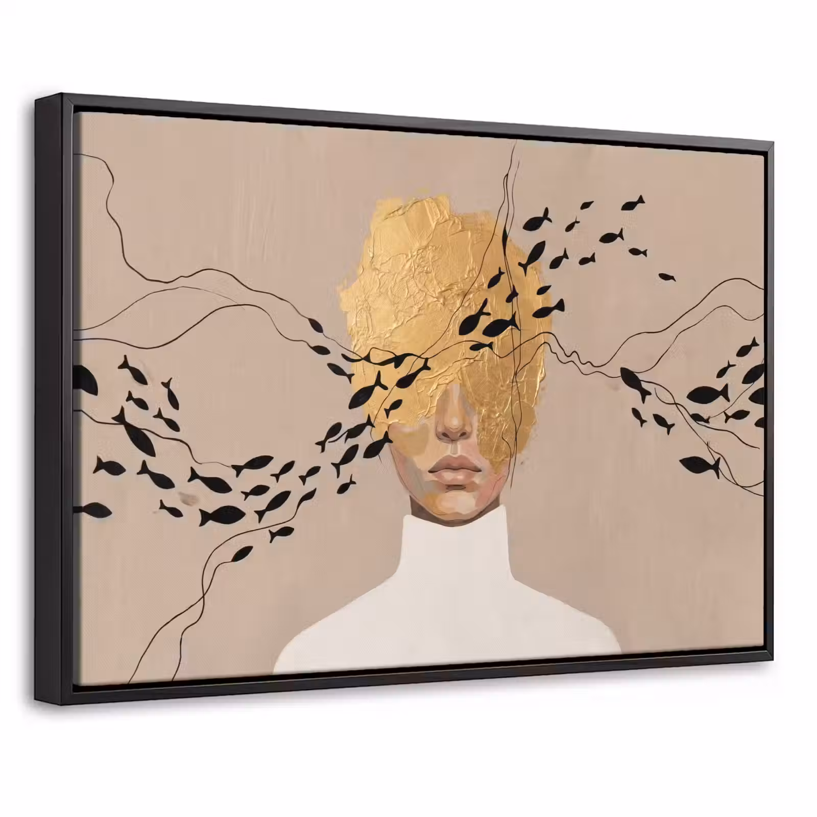 Canvas met lijst - Modern - Vrouw - Goud — 1