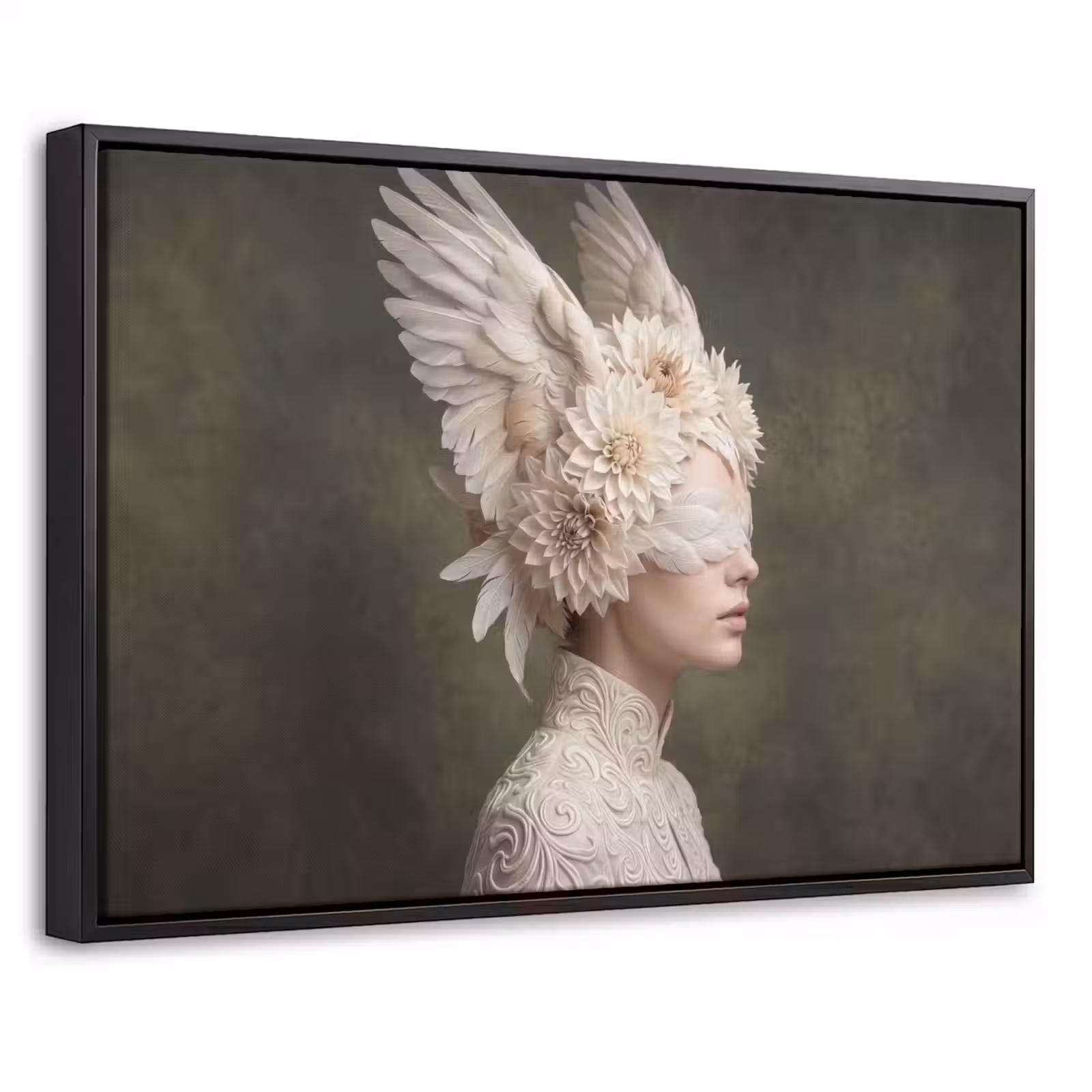 Canvas met lijst - Vleugels - Vrouw - Wit — 1