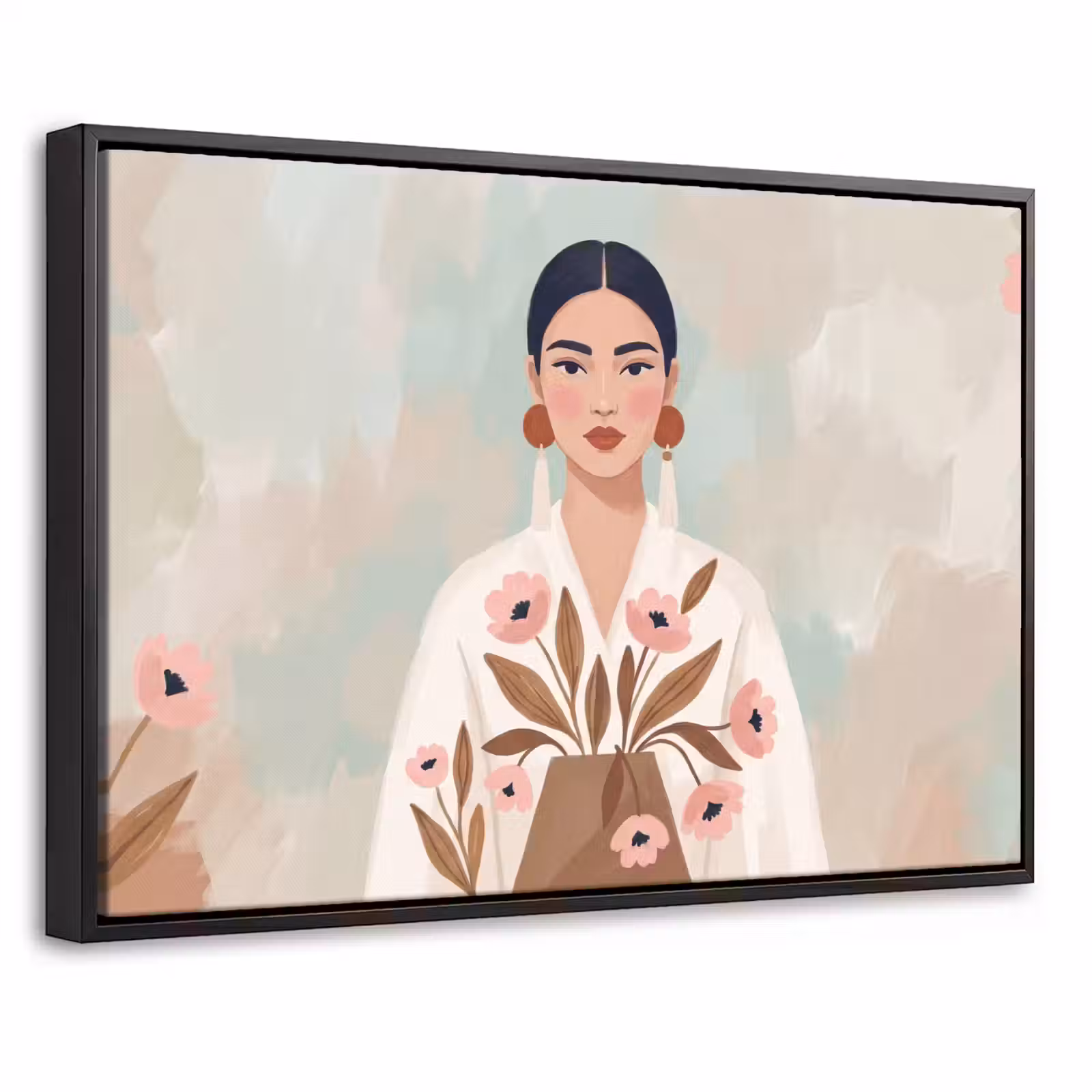 Canvas met lijst - Vrouw - Kimono - Pastel — 1