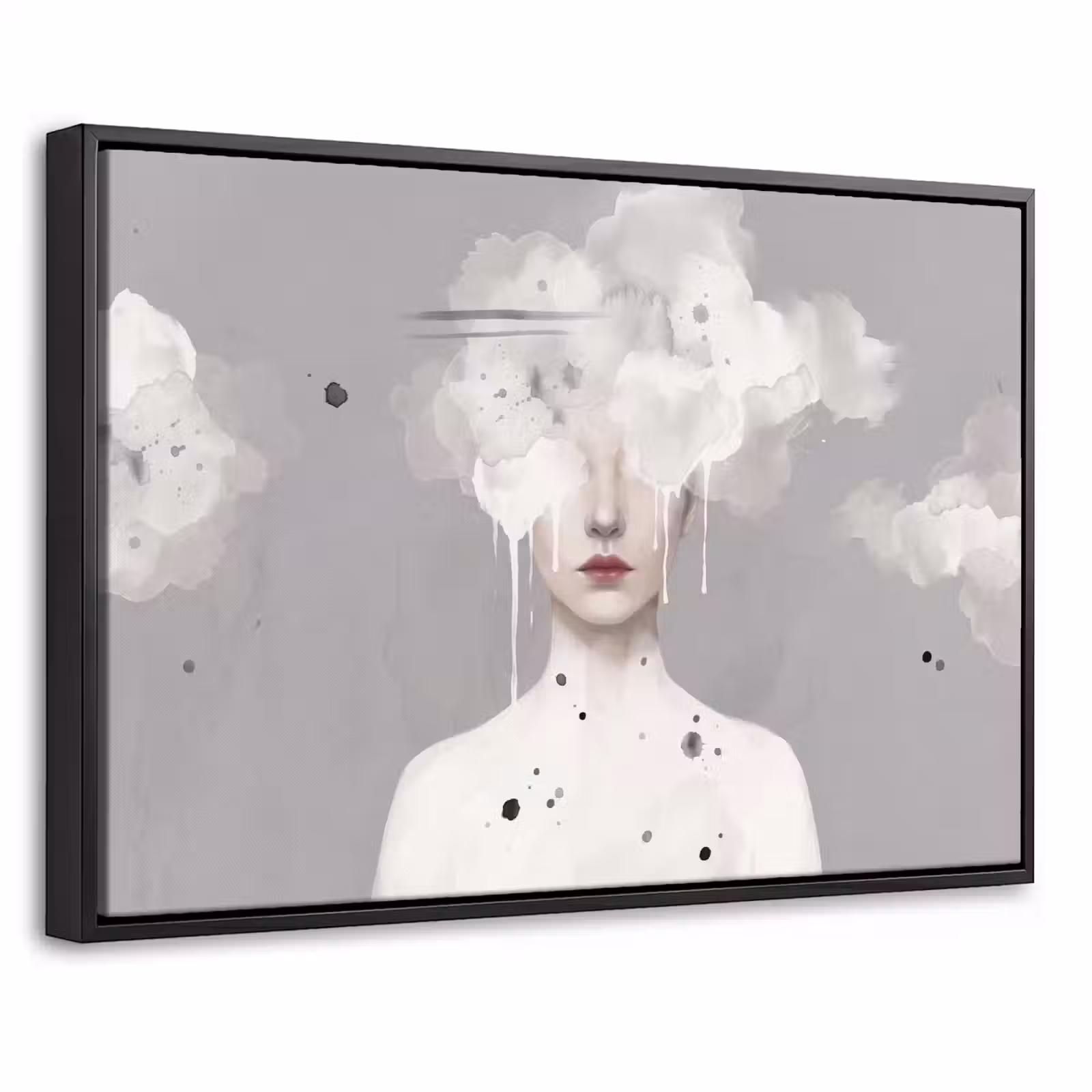 Canvas met lijst - Vrouw - Wolk - Grijs — 1
