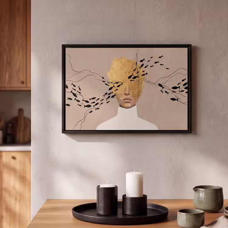 Canvas met lijst - Modern - Vrouw - Goud — 2