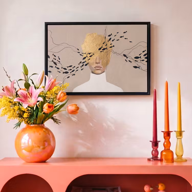 Canvas met lijst - Modern - Vrouw - Goud — 4