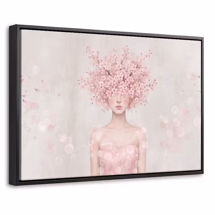 Canvas met lijst - Portret - Kersenbloesem - Roze — 1