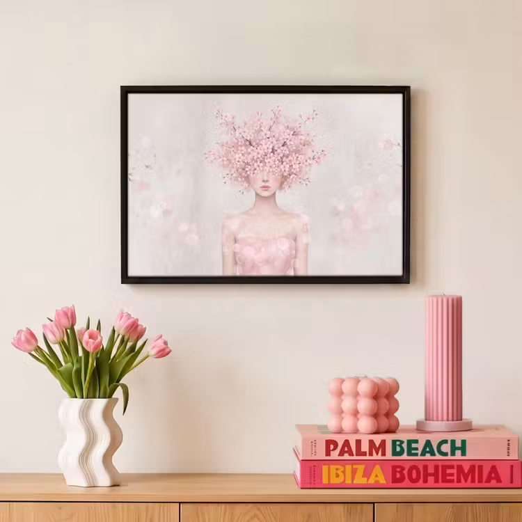 Canvas met lijst - Portret - Kersenbloesem - Roze — 8