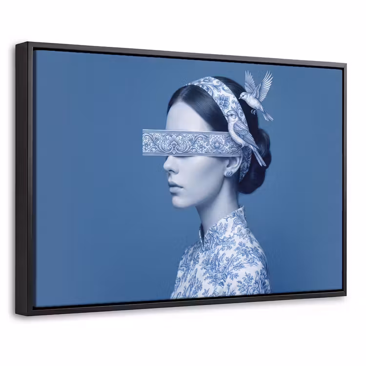 Canvas met lijst - Portret - Klassiek - Wit - Blauw — 1