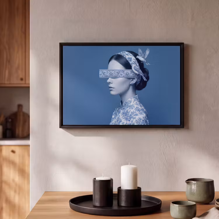 Canvas met lijst - Portret - Klassiek - Wit - Blauw — 2