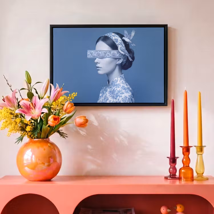 Canvas met lijst - Portret - Klassiek - Wit - Blauw — 4