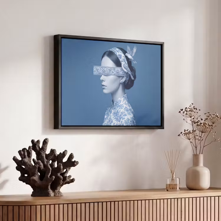 Canvas met lijst - Portret - Klassiek - Wit - Blauw — 6