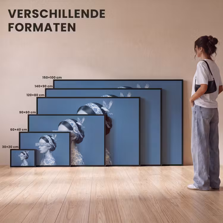 Canvas met lijst - Portret - Klassiek - Wit - Blauw — 7