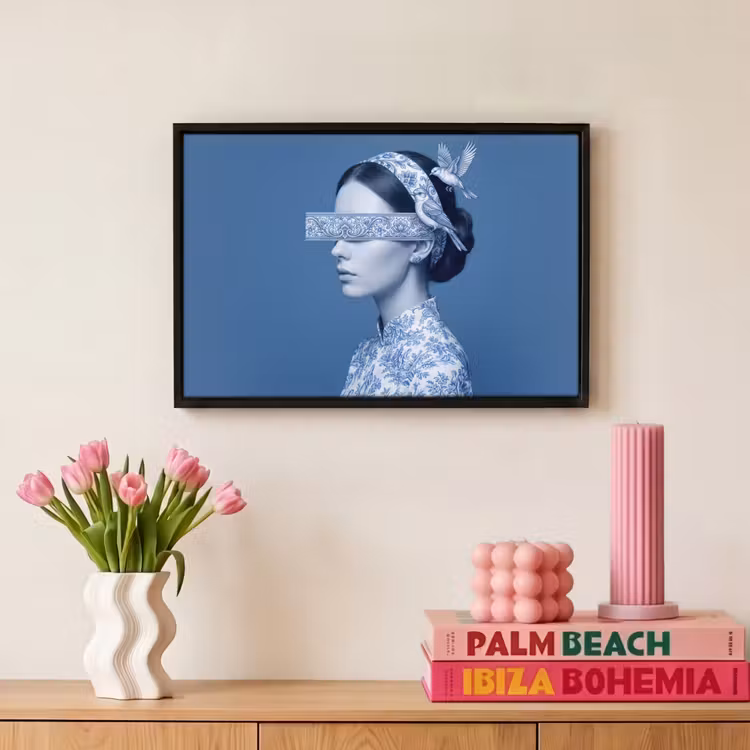 Canvas met lijst - Portret - Klassiek - Wit - Blauw — 8