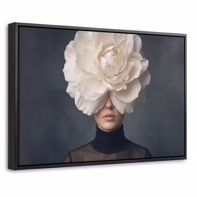 Canvas met lijst - Portret - Mysterieus - Wit — 1