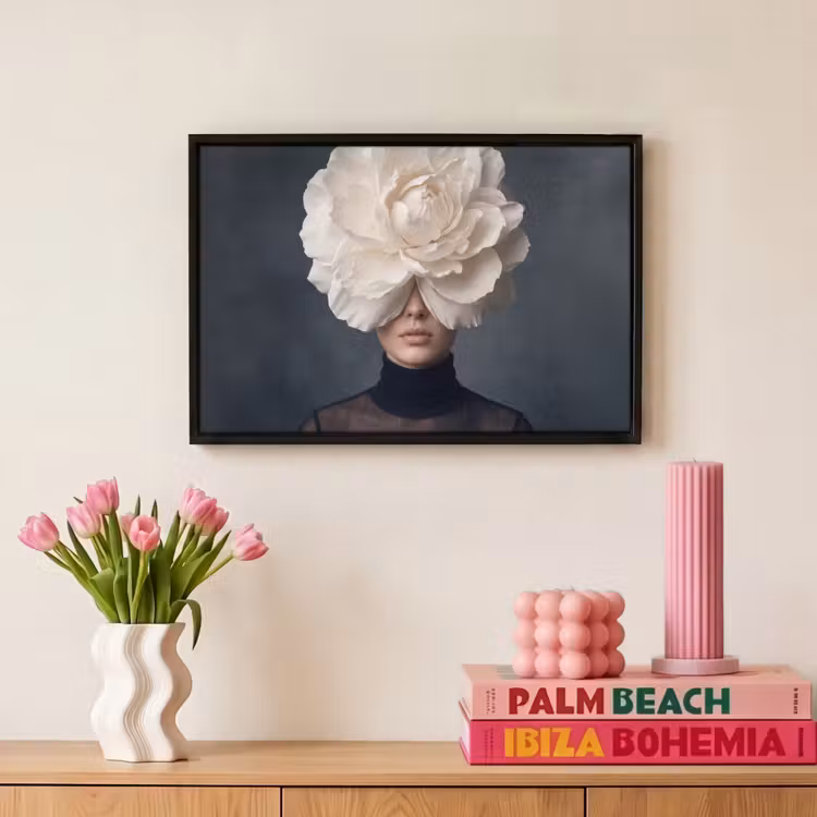 Canvas met lijst - Portret - Mysterieus - Wit — 8