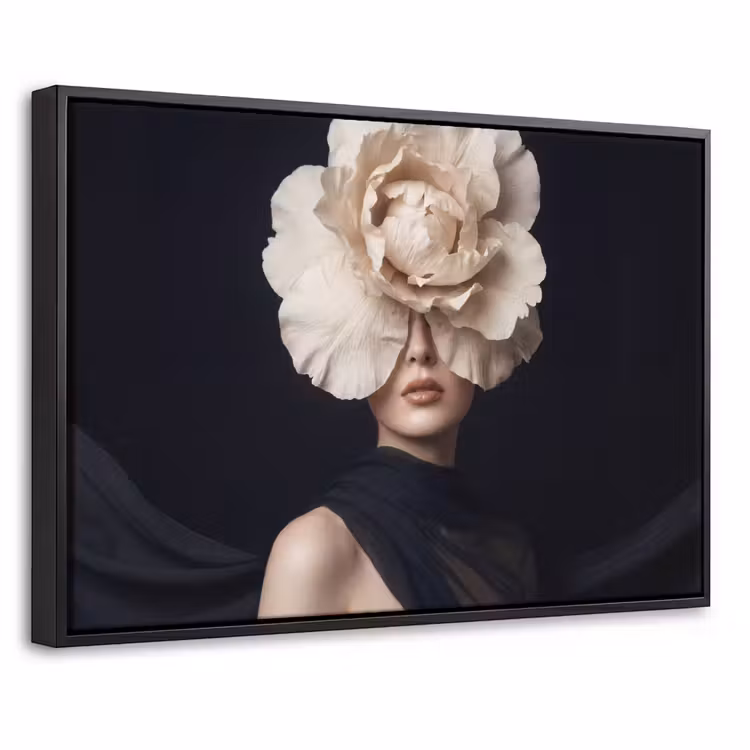 Canvas met lijst - Roos - Tijdloos - Zwart — 1
