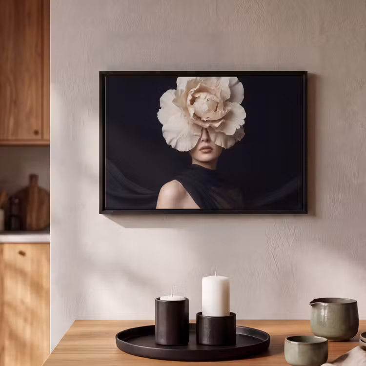 Canvas met lijst - Roos - Tijdloos - Zwart — 2