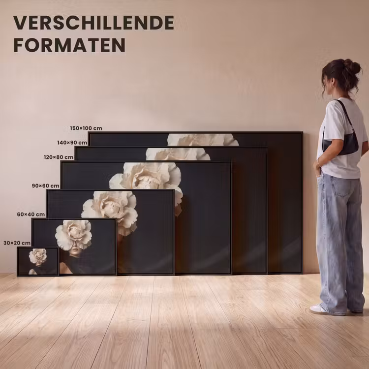Canvas met lijst - Roos - Tijdloos - Zwart — 7