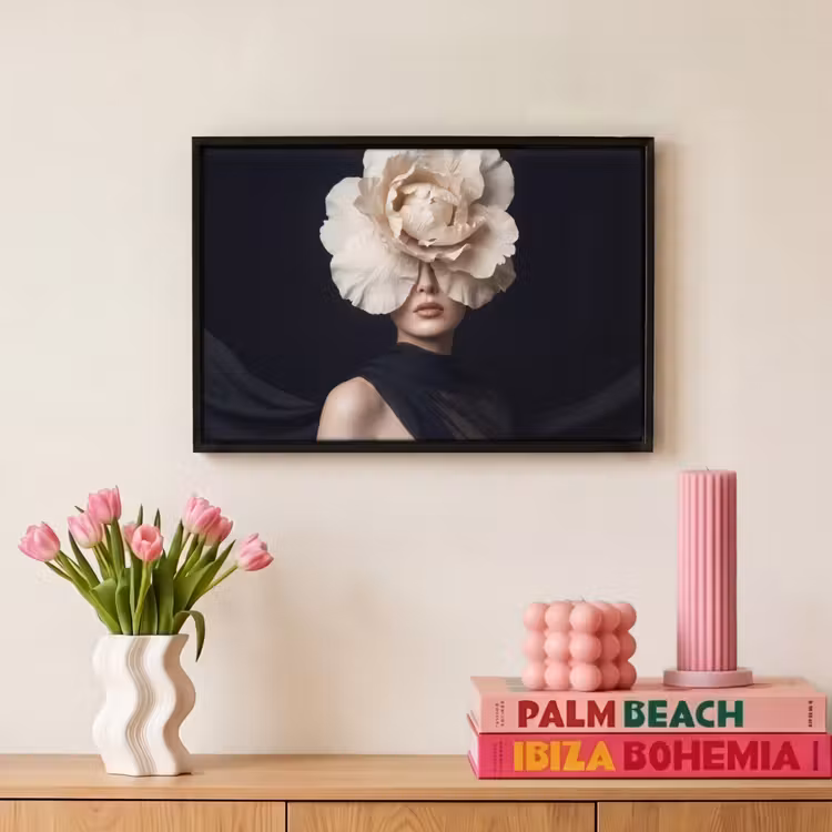 Canvas met lijst - Roos - Tijdloos - Zwart — 8