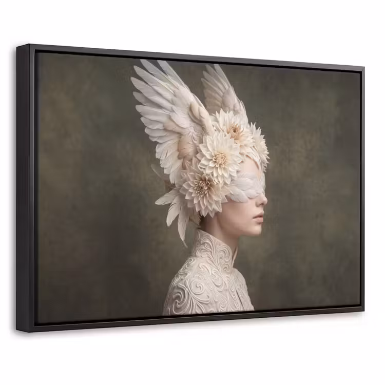 Canvas met lijst - Vleugels - Vrouw - Wit — 1
