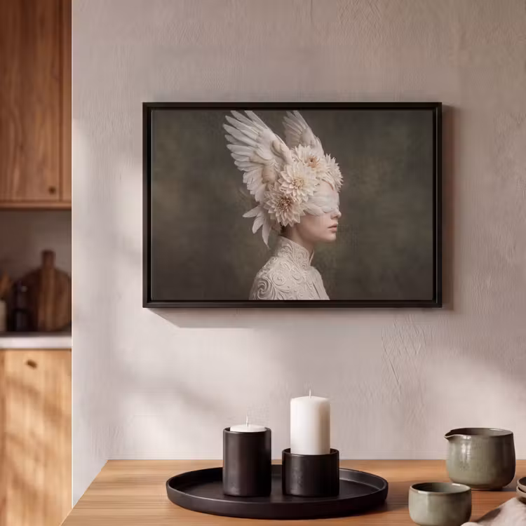 Canvas met lijst - Vleugels - Vrouw - Wit — 2