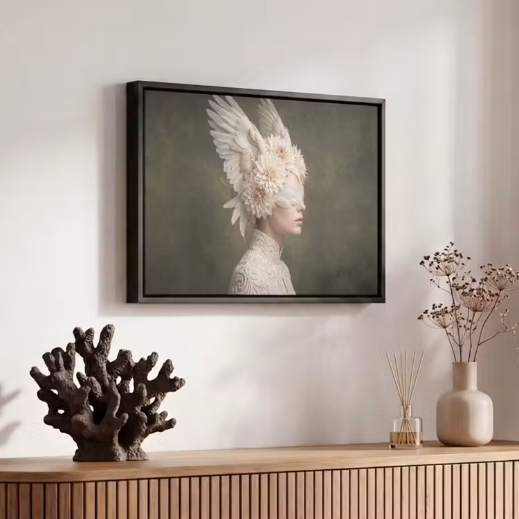 Canvas met lijst - Vleugels - Vrouw - Wit — 6