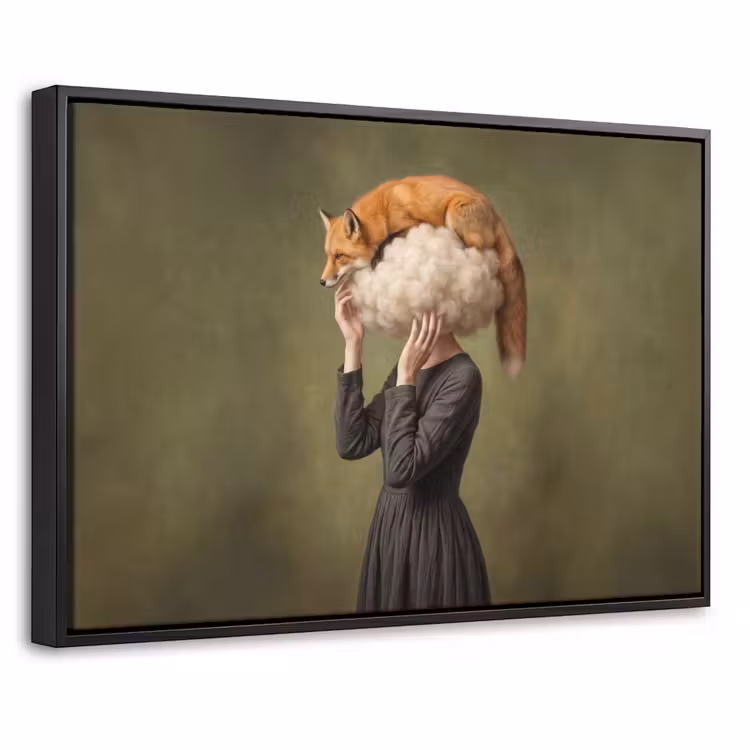 Canvas met lijst - Vos - Surrealistisch - Groen — 1
