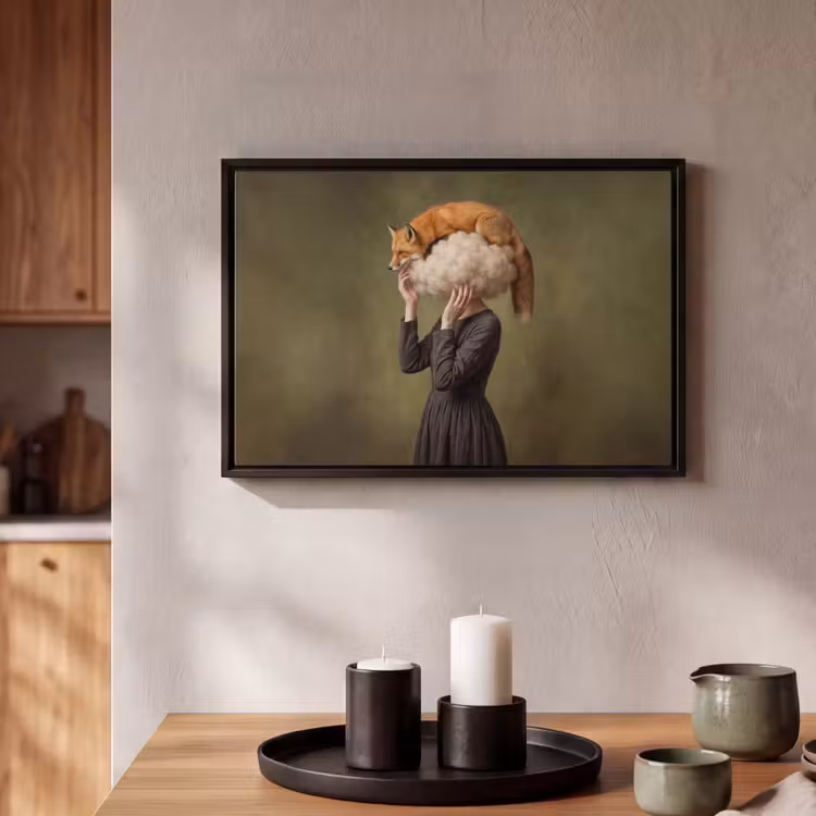 Canvas met lijst - Vos - Surrealistisch - Groen — 2