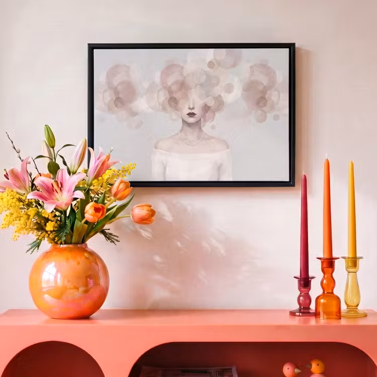 Canvas met lijst - Vrouw - Cirkels - Beige — 4