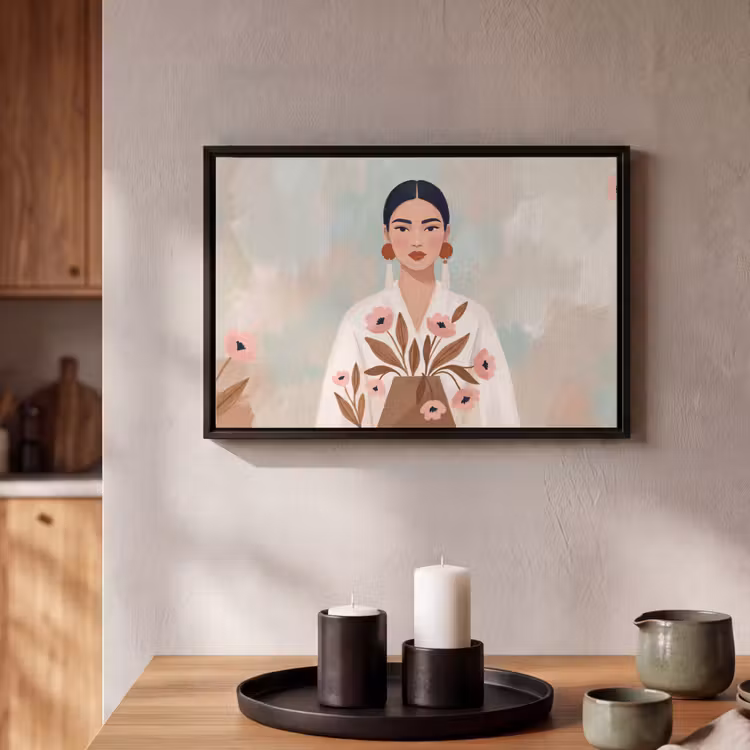 Canvas met lijst - Vrouw - Kimono - Pastel — 2