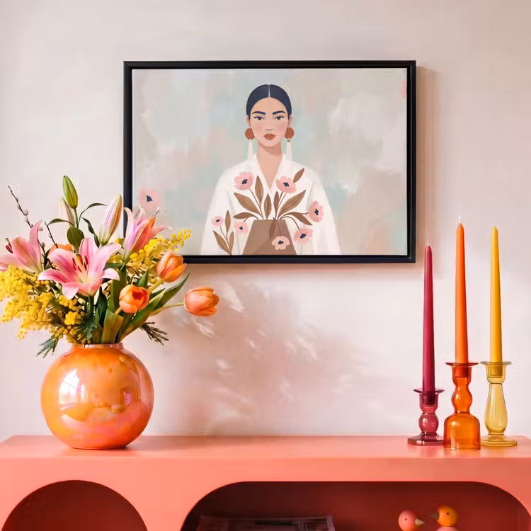 Canvas met lijst - Vrouw - Kimono - Pastel — 4