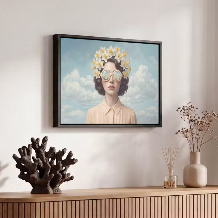 Canvas met lijst - Vrouw - Narcissen - Geel — 6