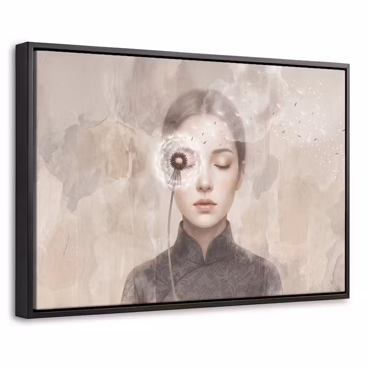 Canvas met lijst - Vrouw - Sereen - Grijs — 1