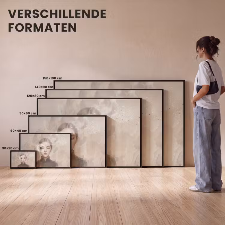 Canvas met lijst - Vrouw - Sereen - Grijs — 7